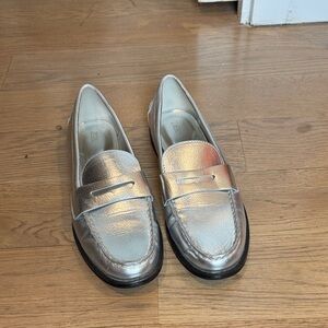 Zara Silver penny loafers
